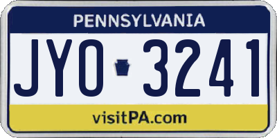 PA license plate JYO3241