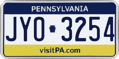 PA license plate JYO3254