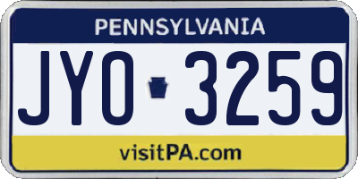 PA license plate JYO3259