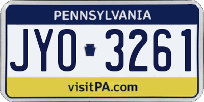 PA license plate JYO3261
