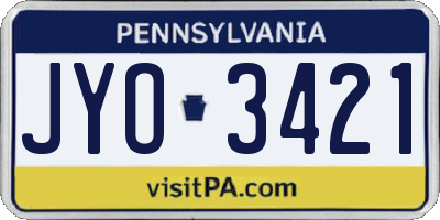 PA license plate JYO3421