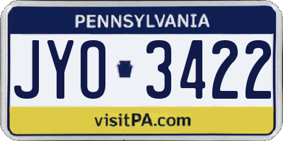 PA license plate JYO3422