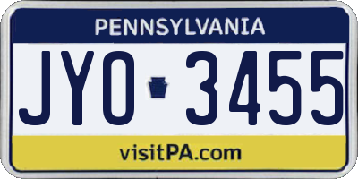 PA license plate JYO3455