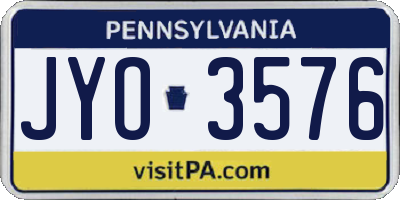 PA license plate JYO3576