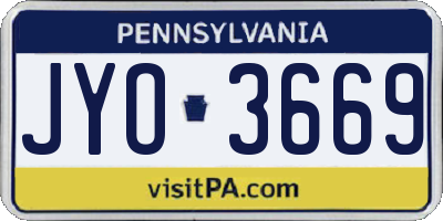 PA license plate JYO3669
