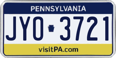 PA license plate JYO3721