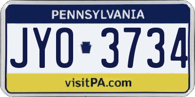 PA license plate JYO3734
