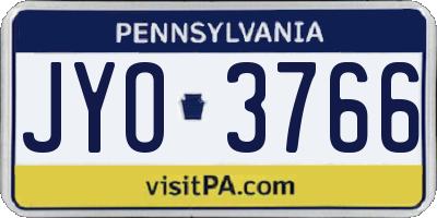 PA license plate JYO3766
