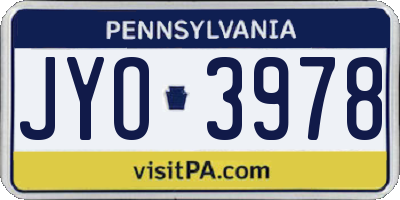 PA license plate JYO3978