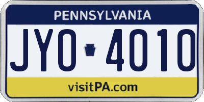 PA license plate JYO4010