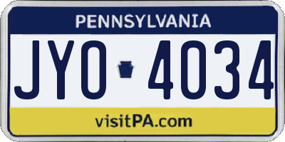 PA license plate JYO4034