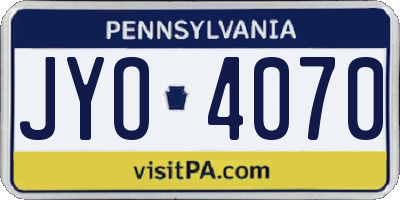 PA license plate JYO4070