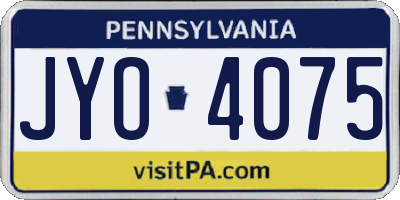 PA license plate JYO4075