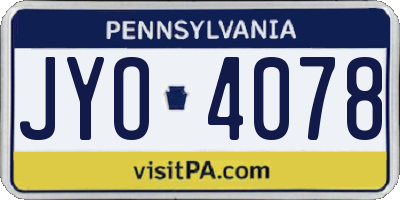 PA license plate JYO4078
