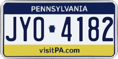 PA license plate JYO4182