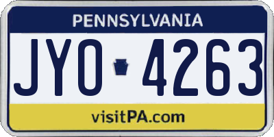 PA license plate JYO4263