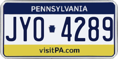 PA license plate JYO4289