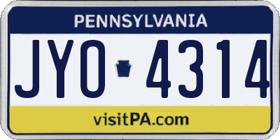 PA license plate JYO4314