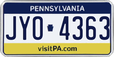 PA license plate JYO4363