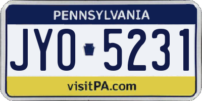 PA license plate JYO5231