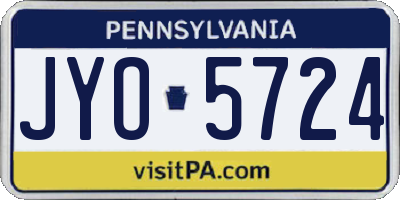 PA license plate JYO5724