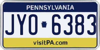 PA license plate JYO6383