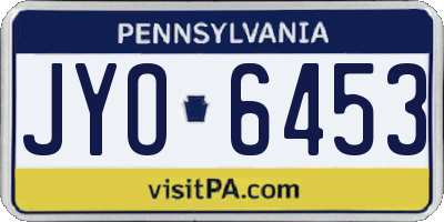 PA license plate JYO6453