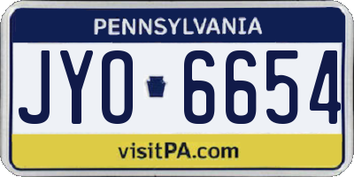 PA license plate JYO6654