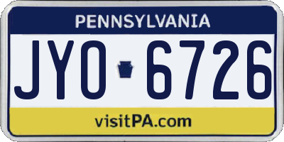 PA license plate JYO6726