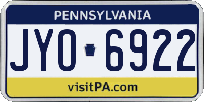 PA license plate JYO6922