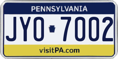 PA license plate JYO7002