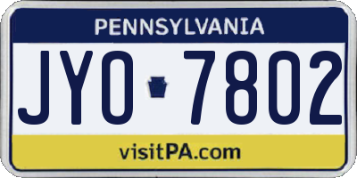 PA license plate JYO7802