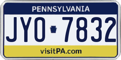 PA license plate JYO7832
