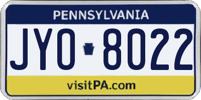 PA license plate JYO8022