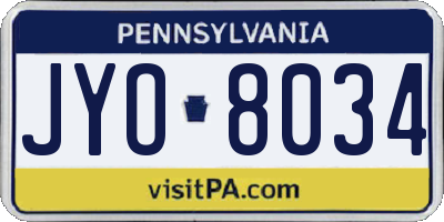 PA license plate JYO8034