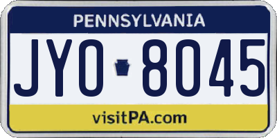 PA license plate JYO8045