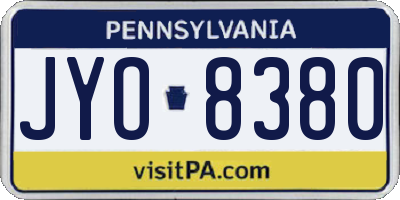 PA license plate JYO8380