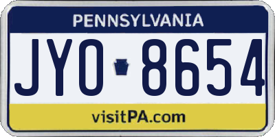 PA license plate JYO8654