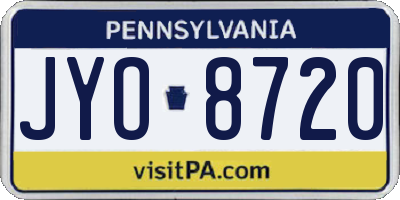 PA license plate JYO8720