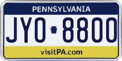 PA license plate JYO8800
