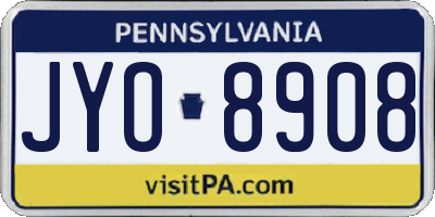 PA license plate JYO8908
