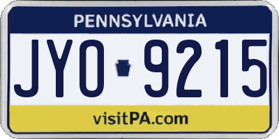 PA license plate JYO9215