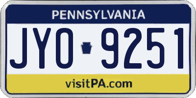 PA license plate JYO9251