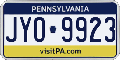 PA license plate JYO9923