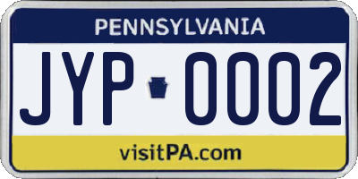 PA license plate JYP0002