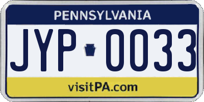 PA license plate JYP0033