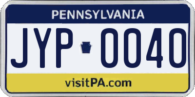 PA license plate JYP0040