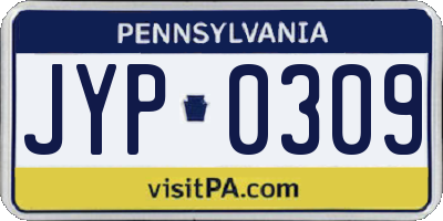 PA license plate JYP0309