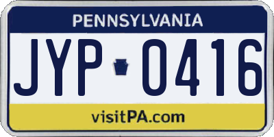 PA license plate JYP0416