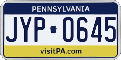 PA license plate JYP0645